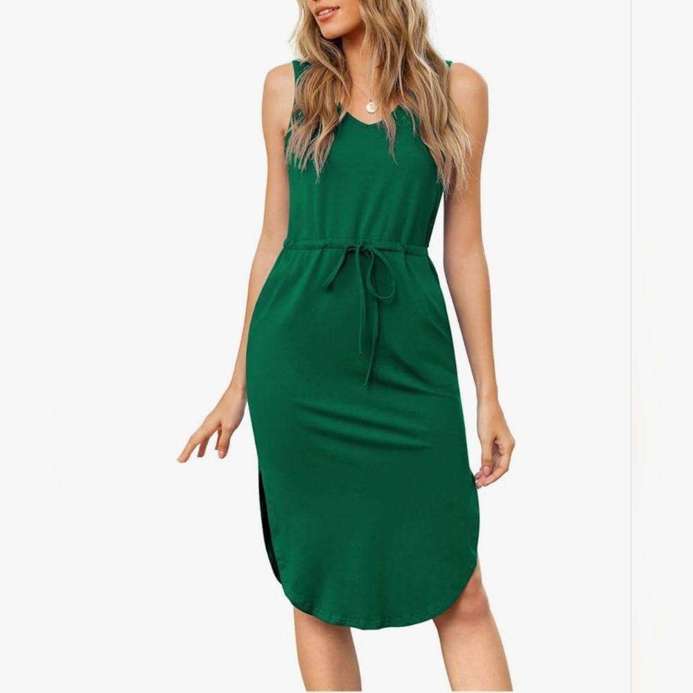 Elegant Green Sleeveless Dress